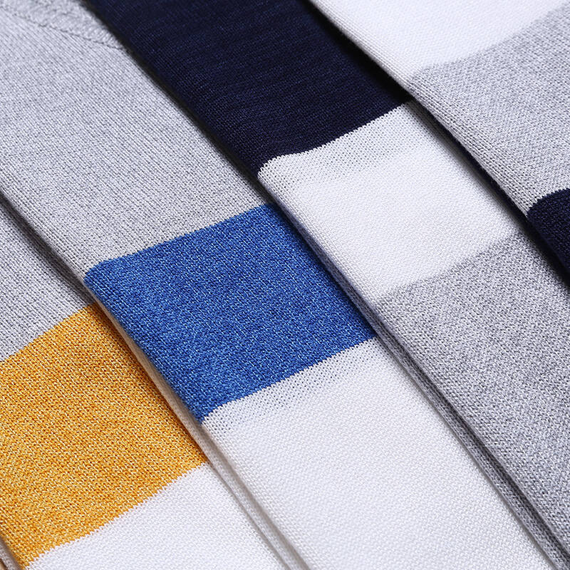 彩顿2016春秋毛衣短袖套头条纹针织衫 圆领透气 灰蓝白 m