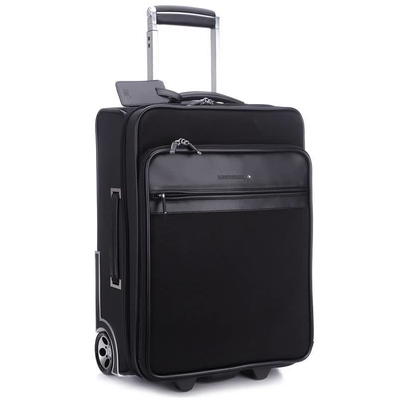 montblanc 万宝龙 中性款黑色织物配皮2轮登机滚轮箱拉杆箱 38046