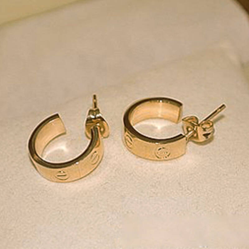 cartier卡地亚耳钉 耳环女士love螺丝纹18k黄金耳环