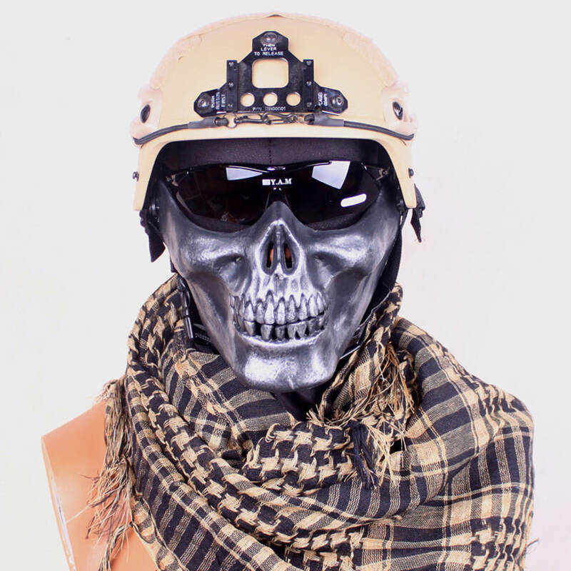 5折美军版m03酋长骷髅战士面罩3代半脸防护万圣节面具/3色 90220 银
