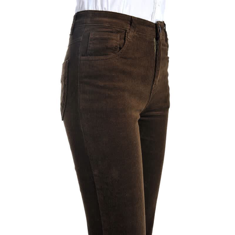 蔼飞儿2016秋款灯芯绒女裤直筒裤高腰大码弹力修身条绒裤加长裤高个子