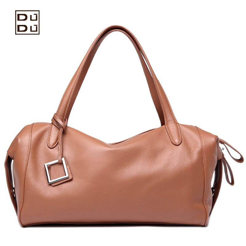 麦包包dudu 骑士系列女士牛皮手提单肩包咖啡色1410001704 自营