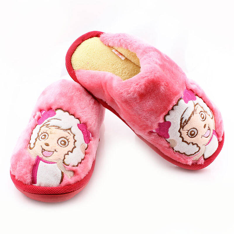 御乐1876情侣款美羊羊贴布时尚情侣棉拖鞋 红色 260