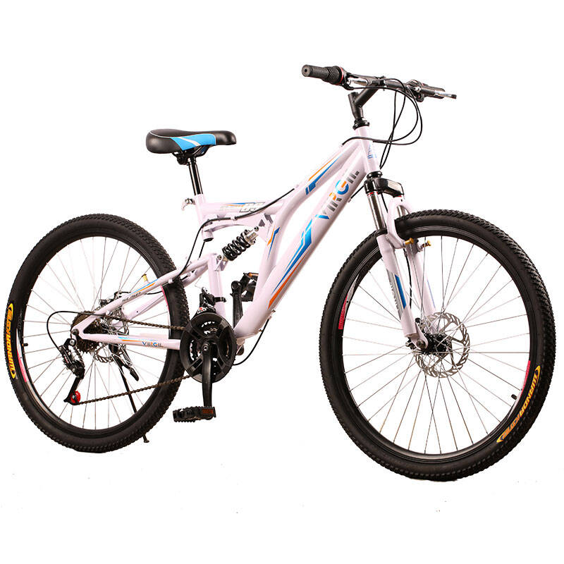 virgil21速前后减震碟刹山地自行车学生男女单车白色