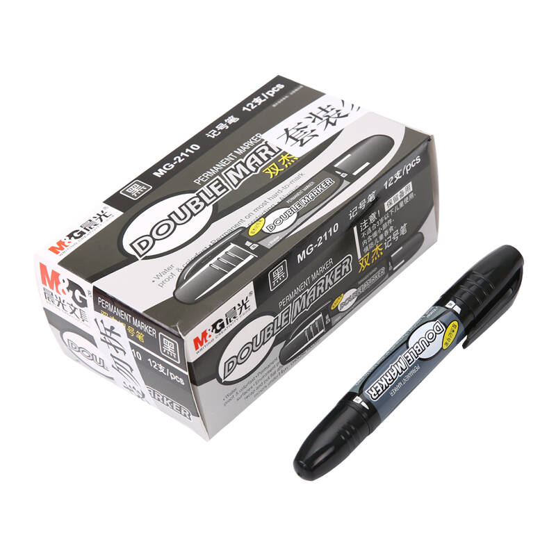 晨光(m&g)mg2110粗杆双头多用物流记号笔12支装 黑色