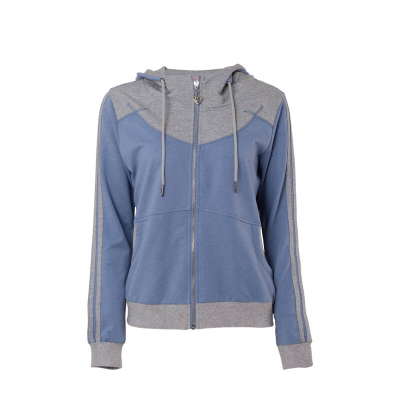 双星运动服运动女装运动外套 运动长袖外套运动连帽卫衣 牛仔蓝 l