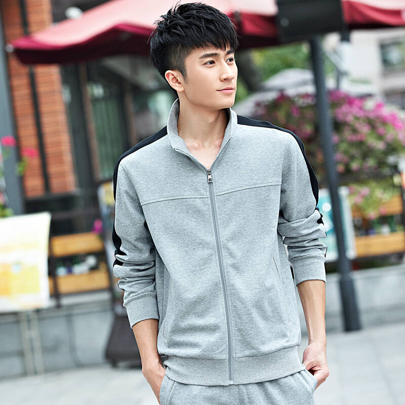 男春秋新款长袖运动服卫衣男装休闲套装跑步服卫衣男 灰色 3xl - 京东