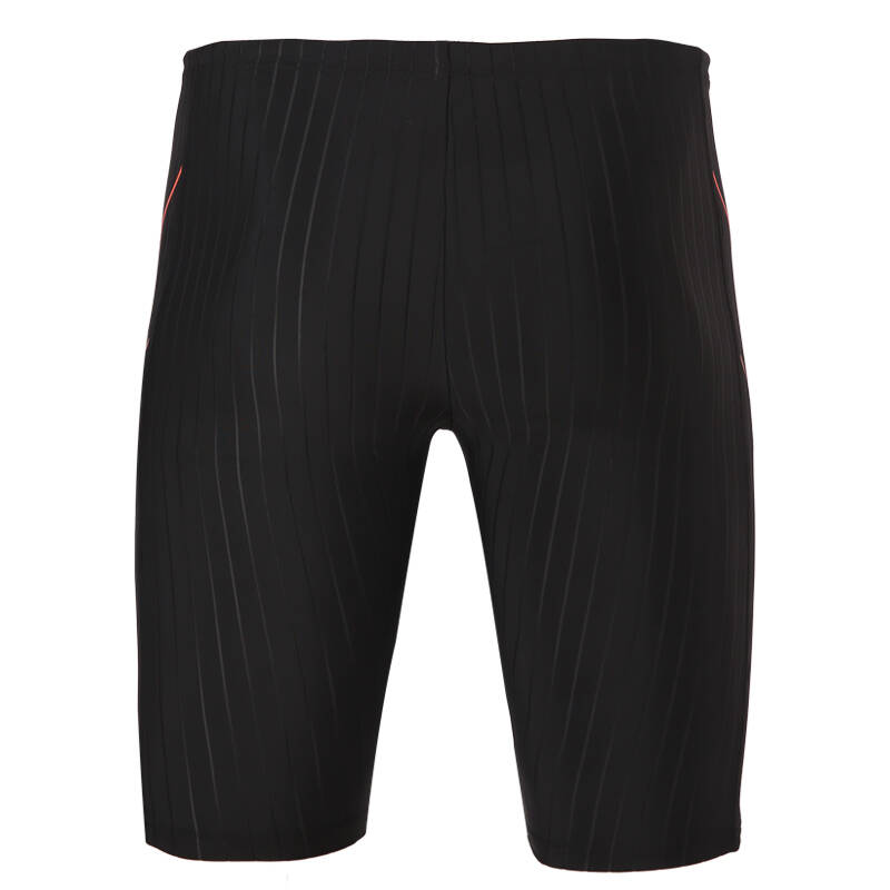 游泳裤男士及膝泳裤加大码五分高弹抗氯泳衣男长款紧身游泳长裤 黑红