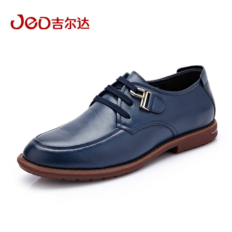 jierda/吉尔达男鞋 春秋男士真皮透气皮鞋 时尚休闲真皮鞋 蓝色02 41