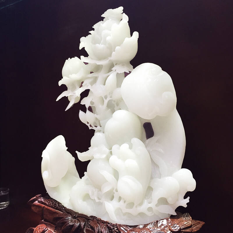 碧玉尊 和田玉羊脂玉摆件 白玉花开富贵【已售】