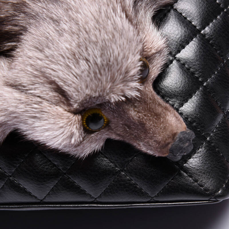 喵小姐秋冬季狐狸头女包毛毛包包狐狸包手提包单肩包菱格单肩包 经典