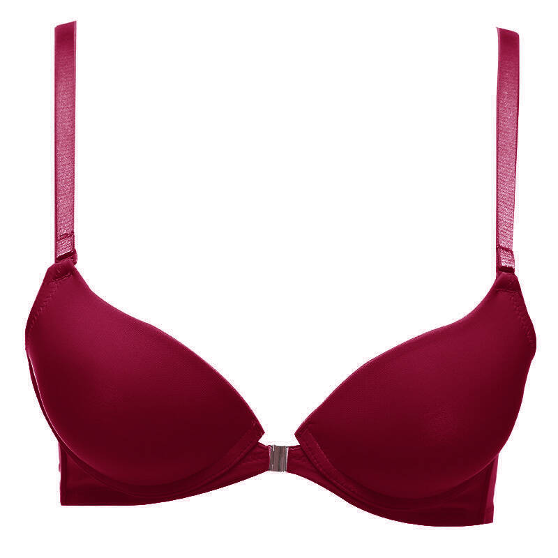 歌瑞尔女士文胸性感时尚光面前扣小胸聚拢无痕调整型内衣细雨 红色