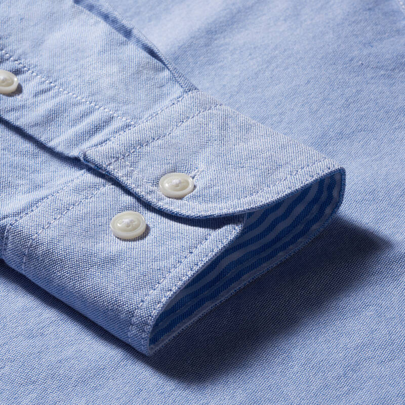 商务休闲白衬衣男装韩版修身全棉牛津纺衬衫男青年打底衬衫 浅蓝色 40