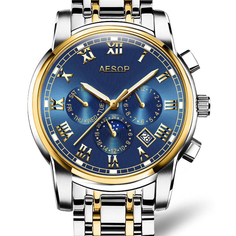 伊索(aesop)男士手表 全自动机械表运动男表时尚腕表 多功能钢带夜光