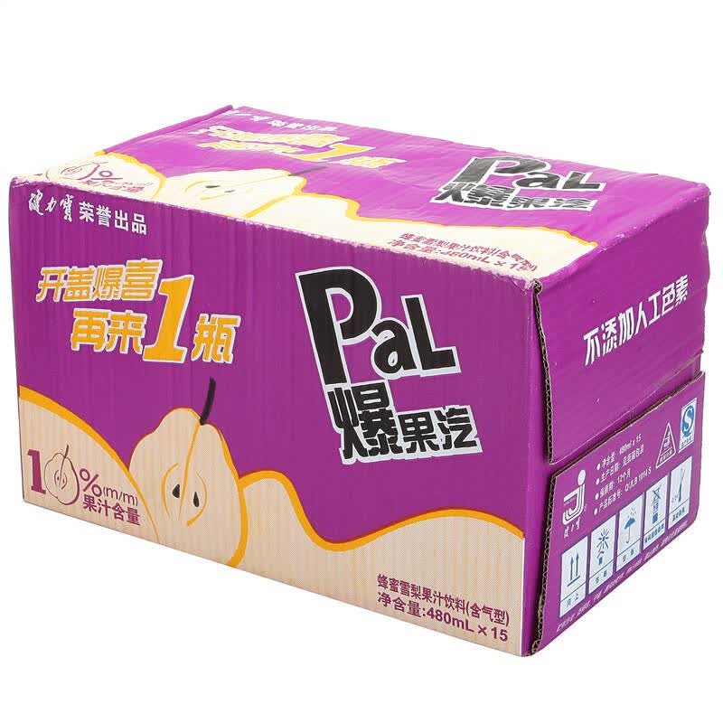 健力宝 爆果汽 蜂蜜雪梨果汁饮料 含气型 480ml*15瓶