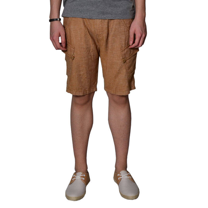 生活几何(s&k) 班尼路旗下 时尚休闲腿袋钮扣短裤 货到付款 卡其色 s