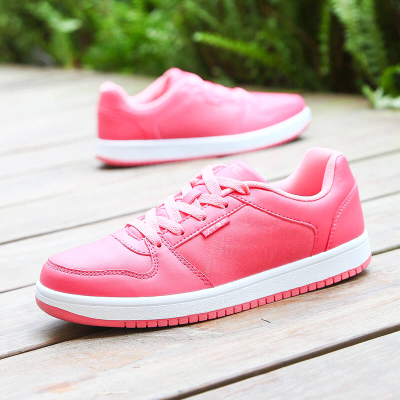 特步女鞋春季板鞋女韩版时尚运动鞋女学生轻便休闲鞋潮滑板鞋 红白 39