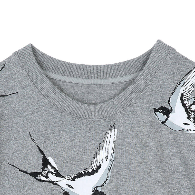 ma151tst03欧美女装针织衫中袖圆领套头印花短款moco w54浅蟹灰色 s