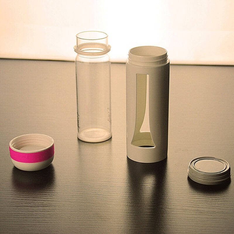 heisou 防摔玻璃杯250ml 创意双层带盖水杯子女士耐热防漏便携茶杯