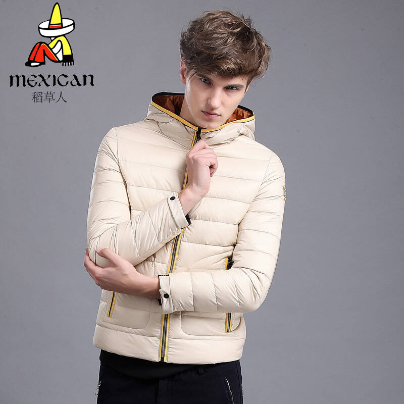 稻草人男装男士羽绒服男休闲轻薄羽绒服外套男 蓝色 xxxl