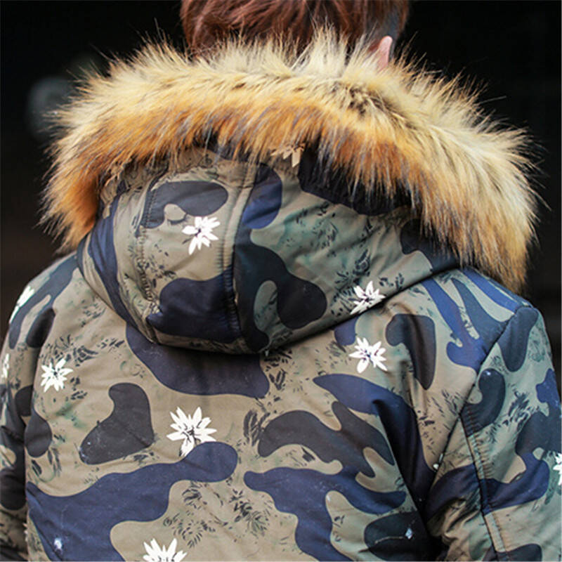 (xite)2015冬装新款保暖棉衣情侣中长款迷彩棉服外套军旅风 小花迷彩