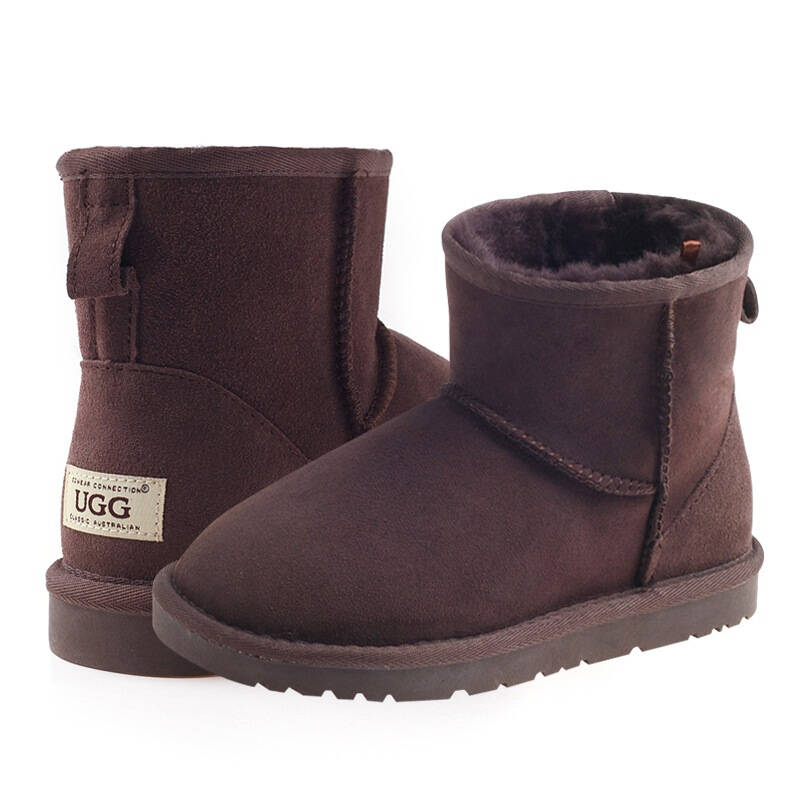 ozwear ugg 女士mini boots系列咖啡色羊毛一体低筒雪地靴 ob017 cho