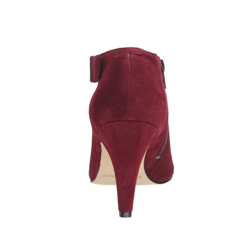 enzo angiolini 251035525s 时尚高跟羊麂皮尖头拉链短靴 029酒红色6