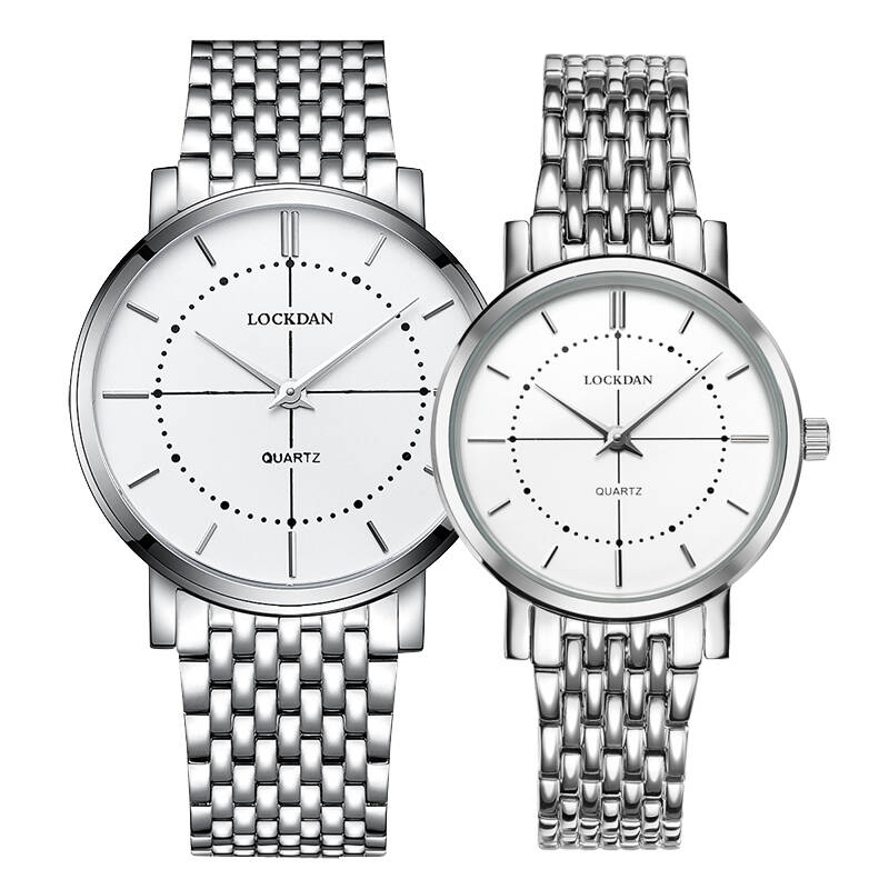 劳卡丹(lockdan)手表男表 超薄时尚男女对表商务休闲皮带防水钢带石英