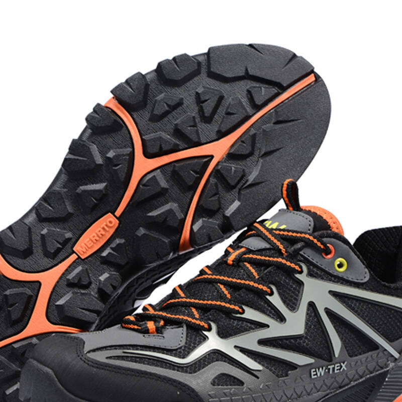 迈途 男士运动跑鞋 越野跑步鞋户外徒步登山鞋 轻便透气xg5 黑色橘红