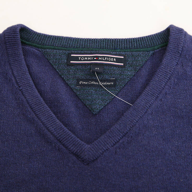 tommy hilfiger 汤米·希尔费格 男士玄青色商务休闲套头长袖针织衫