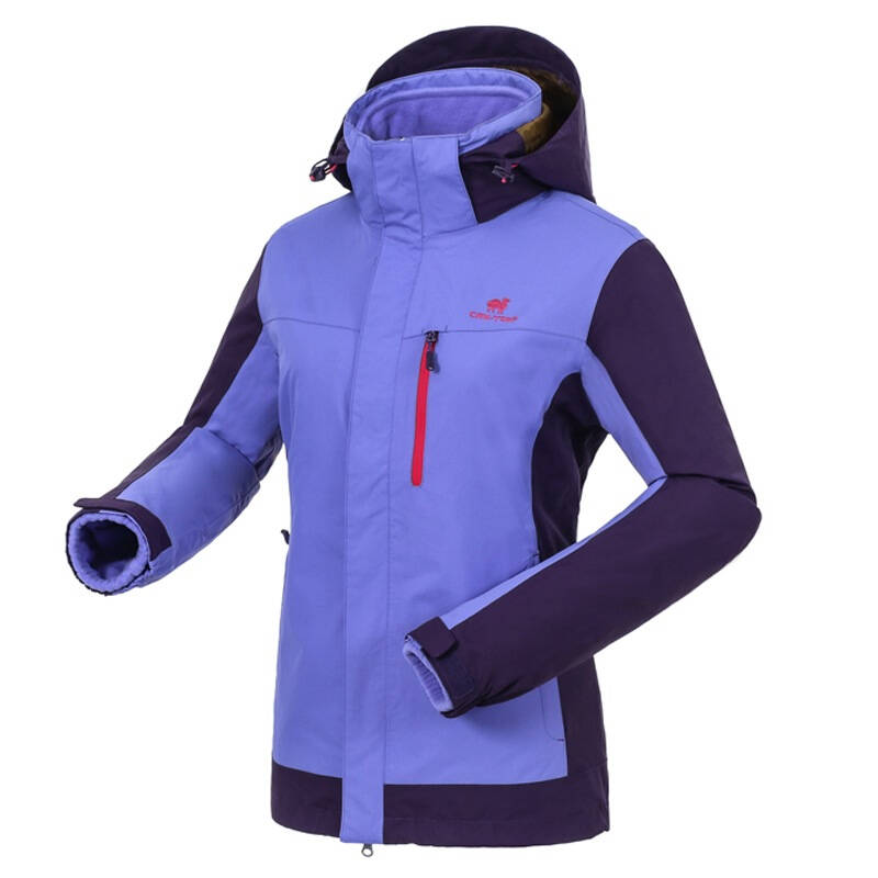 肯拓普(cantorp)秋冬户外女式摇粒两件套保暖冲锋衣 t542852999 粉紫