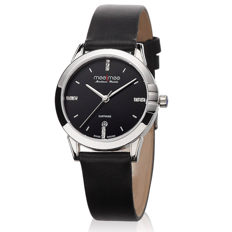 美特美(meetmee)瑞士正品石英表真皮女表超薄女士手表女时尚防水腕表