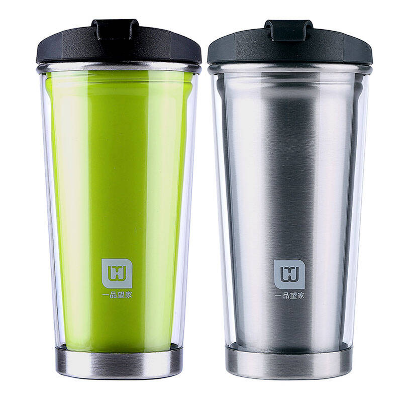 便携学生塑料水杯随手杯创意杯子带盖水瓶男女运动水壶 绿色 450ml