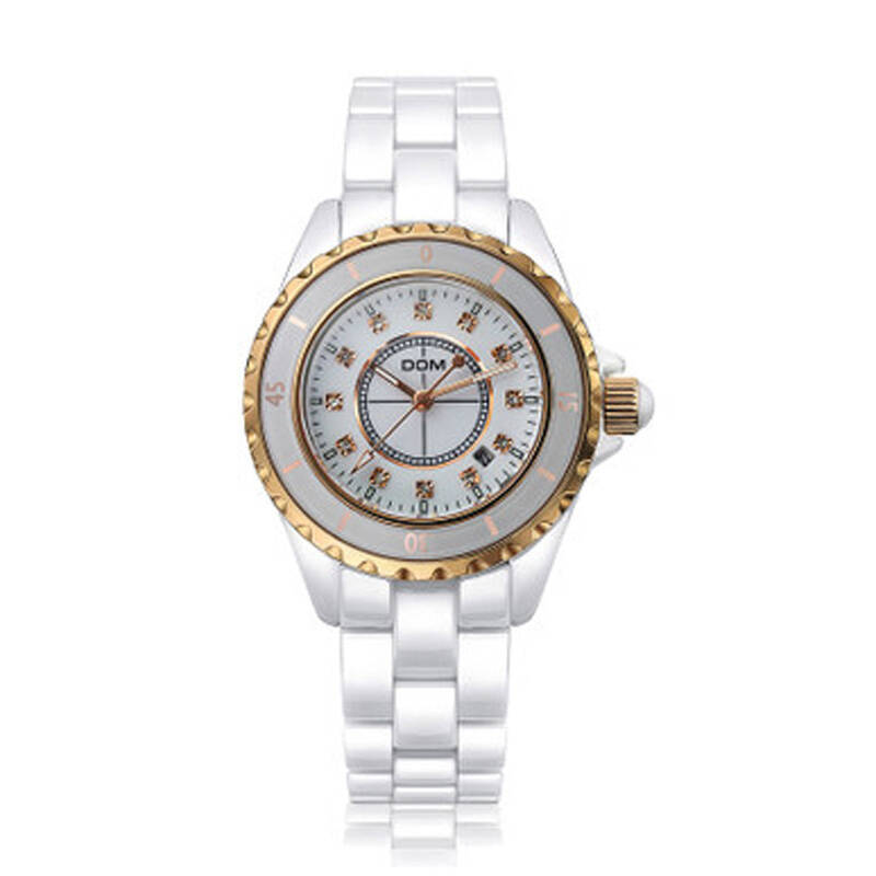 多姆(dom)全国联保手表女dom正品名表商务镶钻夜光陶瓷表韩国时尚女士