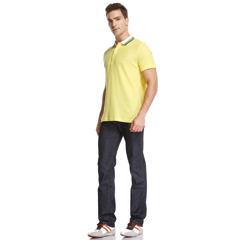威利wielii 黄色舒适简约半开襟短袖t恤 dt116032-y0 黄色 54