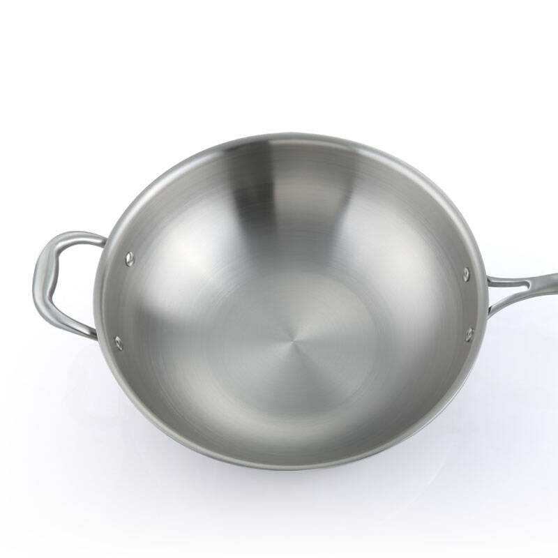 威捷朗 无油烟炒菜锅 无涂层不锈钢电磁炉不粘炒锅 有耳 32cm