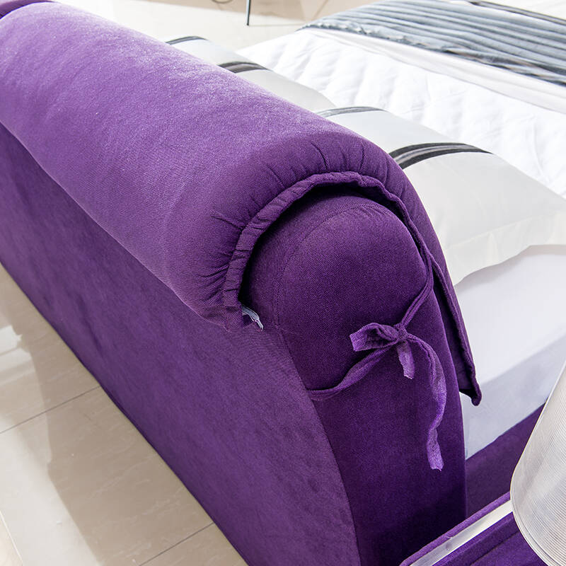 kaimeng 双人布艺床 可拆洗 软床 婚床 h-19-紫色 1.5*1.