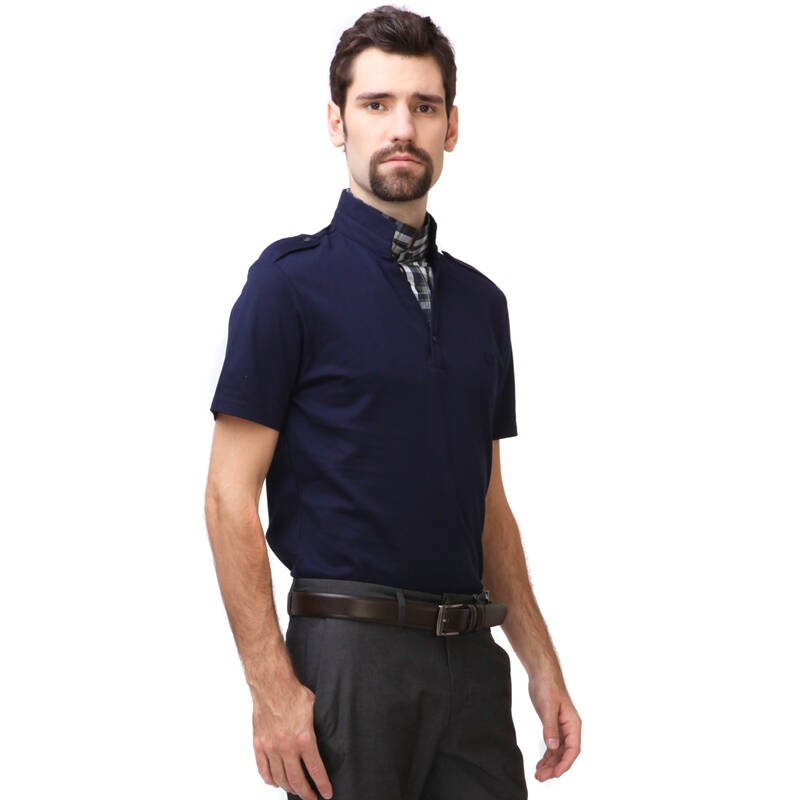 arrow美国箭牌 2015夏季新款 深紫色双领翻领短袖t恤假两件polo衫