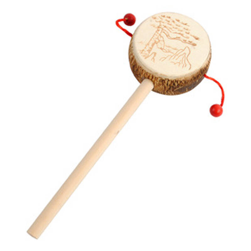 小皇帝 木质手摇鼓摇铃0-1岁儿童宝宝早教双面拨浪鼓 小喇叭中沙锤
