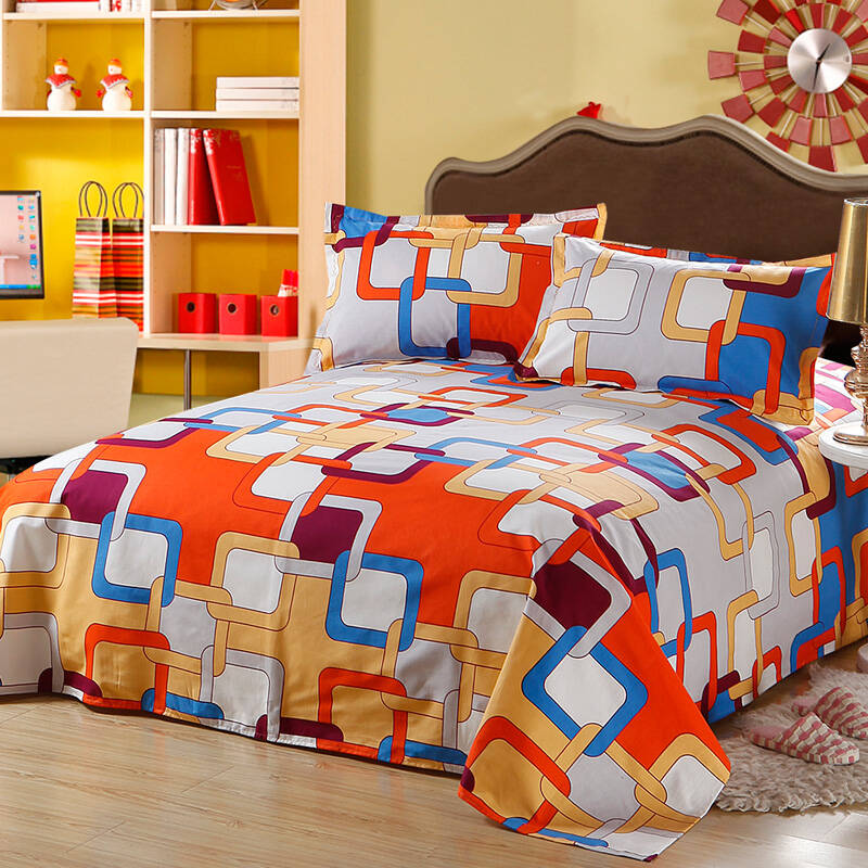 美棉坊 纯棉竹节棉床单 单件 活性印花全棉单人双人床上用品 1.2/1