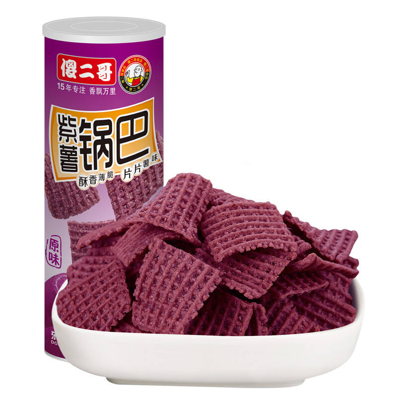 【京东超市】傻二哥 罐装紫薯锅巴 112g/罐