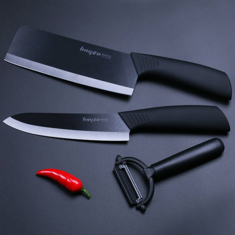 拜格bayco 套刀黑金刚陶瓷刀4件套黑面墨刃bd8013