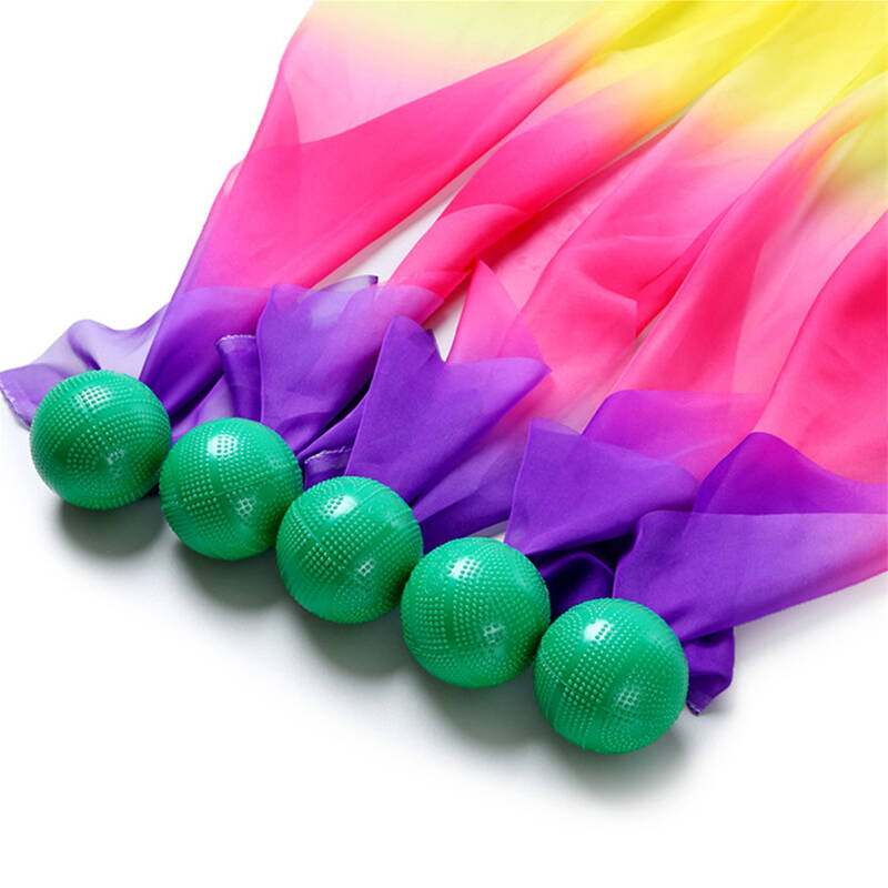 久久星柔力球长绸球飘带柔力球新款表演长绸柔力球 绿球五彩绸