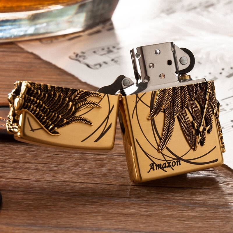 美国zippo打火机正品 韩版 金色女王 雕刻贴章 亚马逊女王