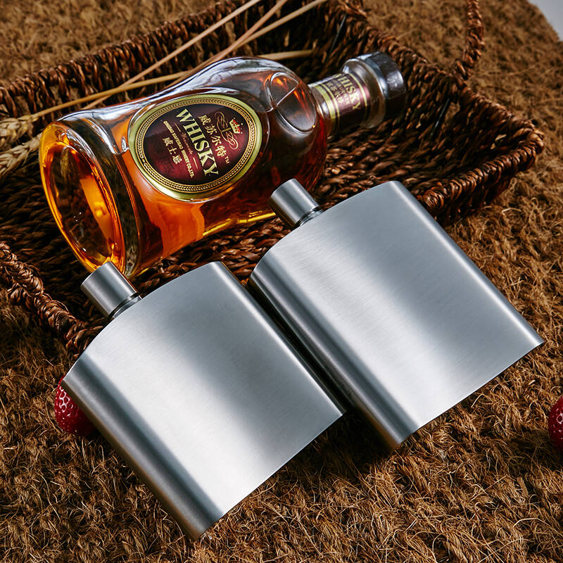 b&y 欧式极简随身酒壶 不锈钢便携户外酒壶配漏斗 品质金属酒具by-jiu