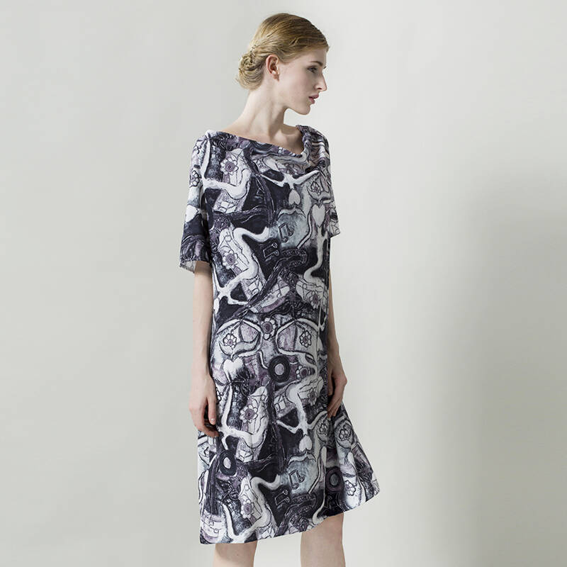 斯蒂芬妮(stephanie) 女装短袖连衣裙 s4220065041s 浅灰 s