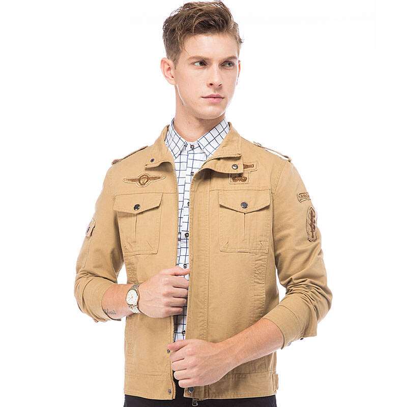 秋冬装男装休闲男士夹克 纯棉立领纯色大码外套男 潮茄克衫8088-2 军