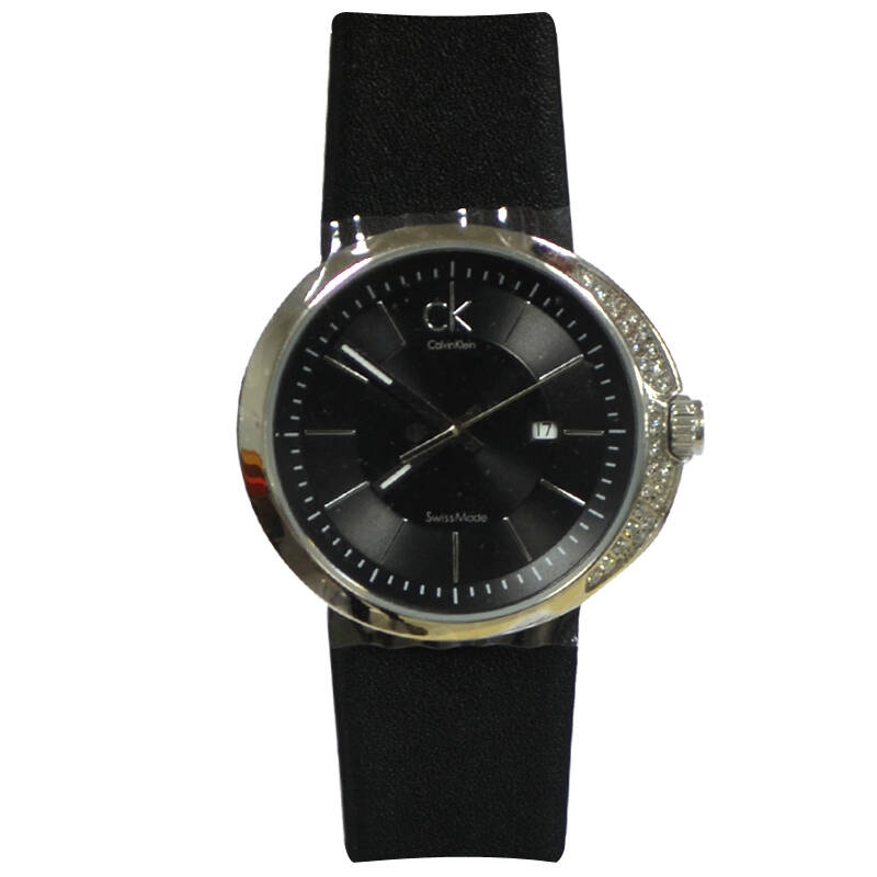 卡文克莱(ck)手表 新品首发 经典时尚黑色皮带镶钻表壳女士石英手表