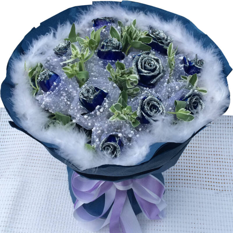 11朵蓝色妖姬蓝玫瑰鲜花配送生日花束全国花店杭州北京广州江苏重庆