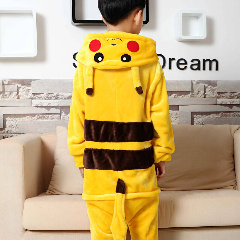 男童 女孩法兰绒加厚连体儿童家居服套装 皮卡丘 125码(140-150cm)